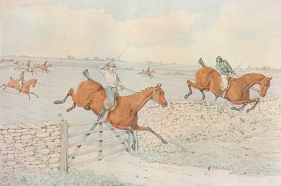 Steeplechase: Úder do kamenné ohrady. 5 až 4 na bílém, 1827 od Henry Thomas Alken