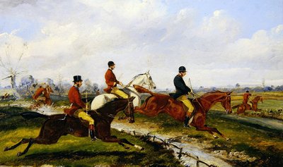 Lovecká scéna (kvaš na panelu) (viz 349142 pro pár) od Henry Thomas Alken