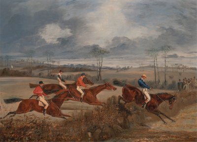 Scény ze steeplechase: Taking a Hedge od Henry Thomas Alken