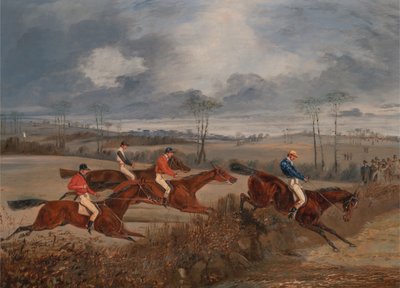 Scény ze steeplechase: Taking a Hedge, ca. 1845. od Henry Thomas Alken