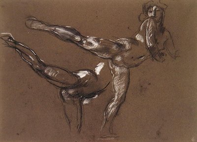 Dvě studie ženského aktu (křída na papíře) od Henry Tonks