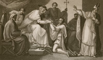 Submission of John, rytý Delatre, ilustrace z Davida Humea 
