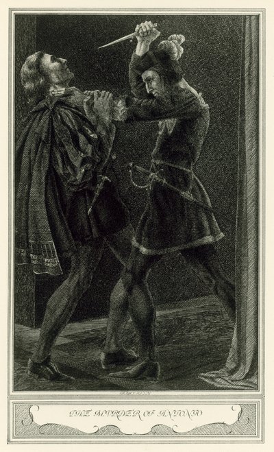 Vévodkyně z Malfi od Johna Webstera: Vražda Antonia (litho) od Henry Weston Keen