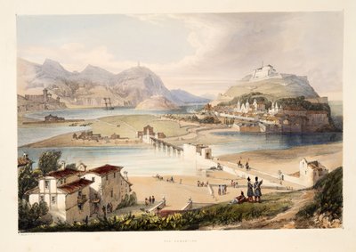 San Sebastian, ze Sketches of scenery v baskických provinciích Španělska, s výběrem národní hudby?, hospoda. 1838 (ručně kolorovaná rytina) od Henry Wilkinson
