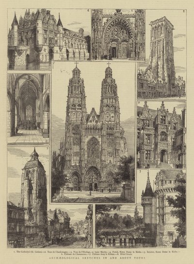 Archeologické náčrtky v a o Tours od Henry William Brewer