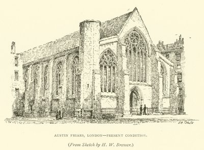 Austin Friars, Londýn, současný stav (rytina) od Henry William Brewer