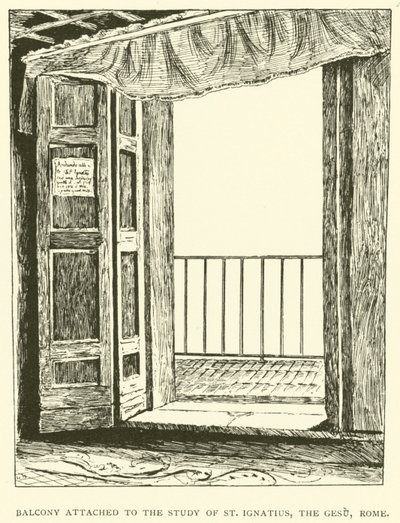 Balkon připojený k pracovně svatého Ignáce, Gesu, Řím (rytina) od Henry William Brewer