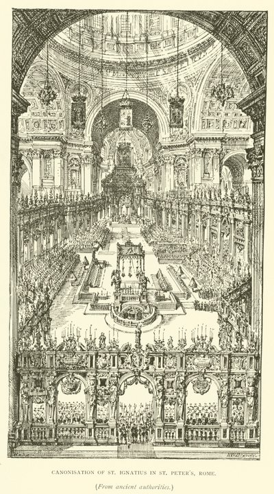 Kanonizace svatého Ignáce ve Svatém Petru, Řím (rytina) od Henry William Brewer
