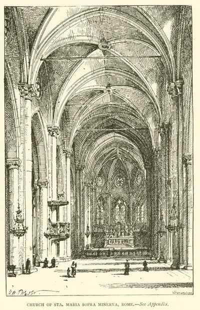 Kostel Sta Maria Sopra Minerva, Řím (rytina) od Henry William Brewer