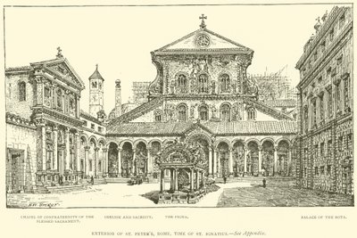 Exteriér svatého Petra, Řím, doba svatého Ignáce (rytina) od Henry William Brewer