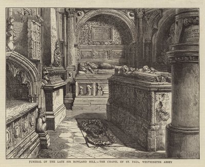 Pohřeb zesnulého sira Rowlanda Hill, kaple svatého Pavla, Westminsterské opatství od Henry William Brewer