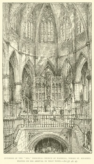 Interiér "Seo", hlavní kostel v Manrese, kde se svatý Ignác modlil při svém příjezdu do tohoto města (rytina) od Henry William Brewer