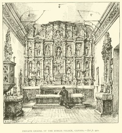 Soukromá kaple paláce Borgia, Gandia (rytina) od Henry William Brewer