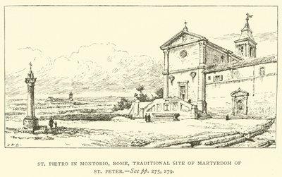 St Pietro in Montorio, Řím, tradiční místo mučednictví svatého Petra (rytina) od Henry William Brewer