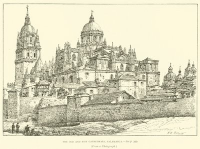Staré a nové katedrály, Salamanca (rytina) od Henry William Brewer