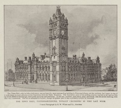 Radnice, Pietermaritzburg, minulý týden zcela zničena požárem od Henry William Brewer