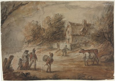 Country scéna s vojáky. od Henry William Bunbury