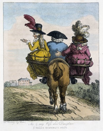 Já s manželkou a dcerou - v „“anglických karikaturách o způsobech jízdy na koni“, nemocný. od H. W. Bunbury, ed. John Stockdale od Henry William Bunbury