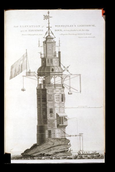 Eddystone Lighthouse vyrytý Henry Roberts (fl.1762), 1762 od Henry Winstanley