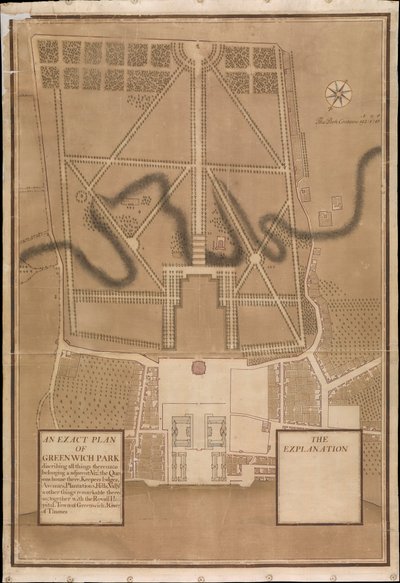 Přesný plán Greenwichského parku, cca 1700 (plátno) od Henry Wise