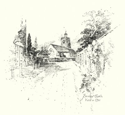 Bromley Chruch, Kent, v roce 1790 (litho) od Herbert (after) Railton