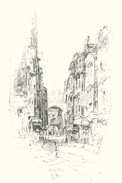 Butcher Row, Londýn (litho) od Herbert (after) Railton