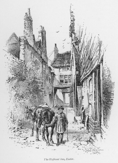 Koučování: The Elephant Inn, Exeter (litho) od Herbert (after) Railton