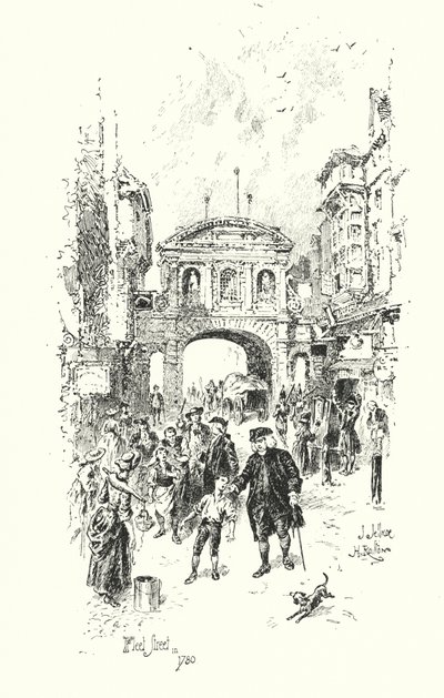 Dr Johnson, Fleet Street, Londýn, v roce 1780 (litho) od Herbert (after) Railton