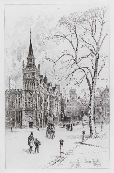 Knihovna Inner Temple (rytina) od Herbert (after) Railton