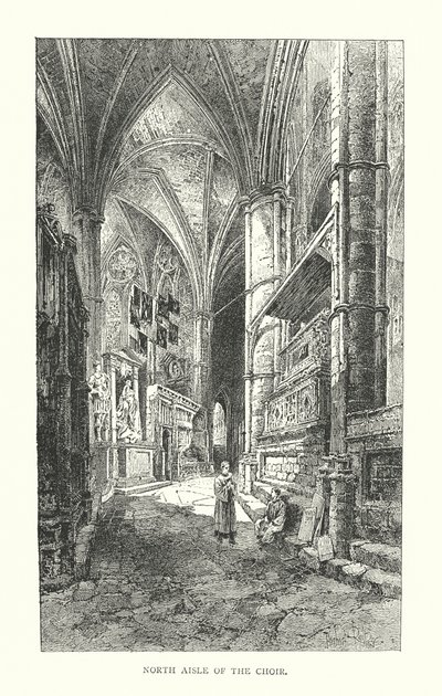 Severní ulička chóru (litografie) od Herbert (after) Railton