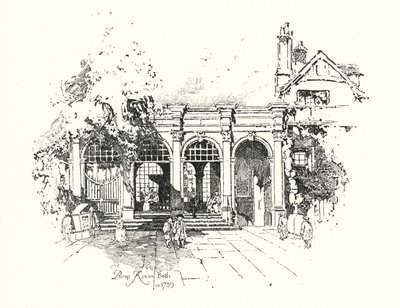 Pump Room, Bath, v roce 1739 (litho) od Herbert (after) Railton