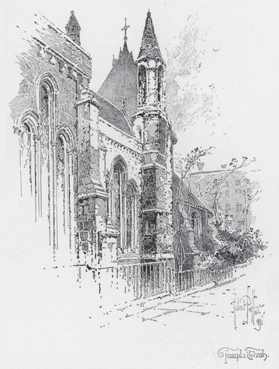Temple Church (rytina) od Herbert (after) Railton