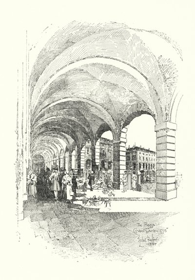 Piazza, Covent Garden, Londýn od Herbert (after) Railton