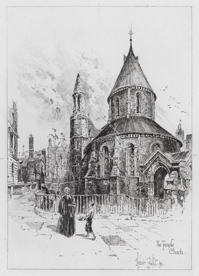 Chrámový kostel (rytina) od Herbert (after) Railton
