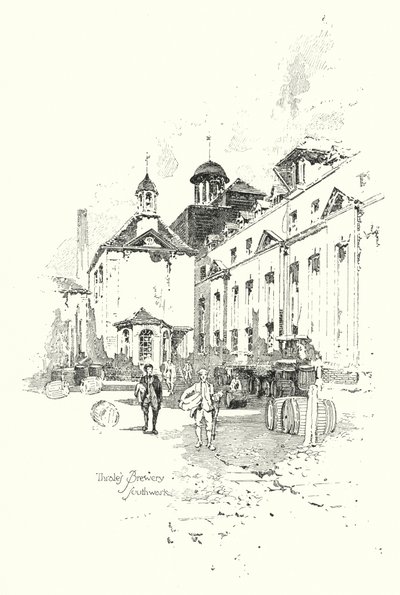 Thrale’s Brewery, Southwark, Londýn (litho) od Herbert (after) Railton