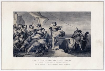Král Alfred Podněcuje Anglosasy k odrazení invaze Dánů, 896, c1847 od Herbert Bourne