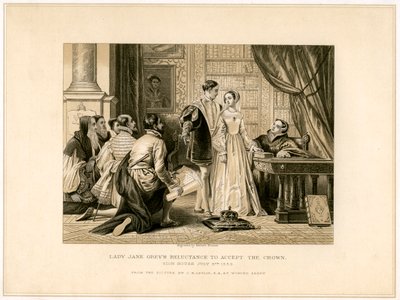 Lady Jane Grays Nechuť přijmout korunu, 19. století od Herbert Bourne