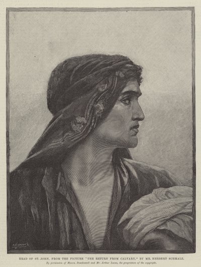 Hlava svatého Jana, z obrázku Návrat z kavalérie od Herbert Gustave Schmalz