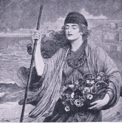 Nydia, slepá dívka z Pompejí, ilustrace ze Světové knihovny nejlepších knih, kolem roku 1940 od Herbert Gustave Schmalz