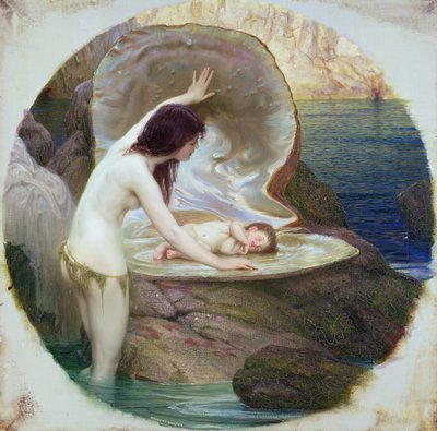 A Water Baby, cca 1900 (olej na plátně) od Herbert James Draper