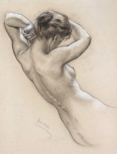 Studie pro vodní nymfu, konec 19. nebo začátek 20. století. od Herbert James Draper