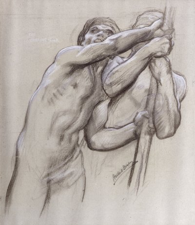 Řídící veslo, studie k filmu "Zlaté rouno od Herbert James Draper