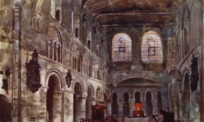 Interiér sv. Bartoloměje před restaurováním (barevné lito) od Herbert Menzies (after) Marshall