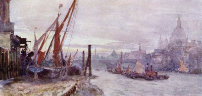 The Foreshore at Southwark (barva litho) od Herbert Menzies (after) Marshall