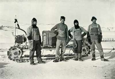 The Motor Party Zleva doprava - Lashly, B.C. Den, poručíku. Evans, Hooper, říjen 1911, 1913 od Herbert Ponting
