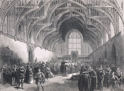 Státní soud ve Westminster Hall v době Alžběty I od Herbert Railton