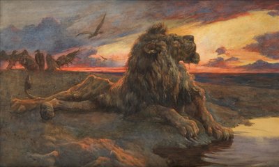 Studie k Umírajícímu lvu (akvarel) od Herbert Thomas Dicksee