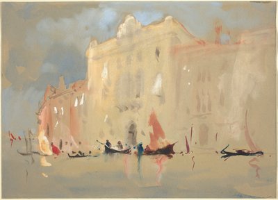 Gondoly před palácem na Canal Grande v Benátkách od Hercules Brabazon Brabazon