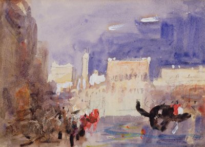 Dóžecí palác a Piazetta z Across the Bacino di San Marco (černá křída a akvarel s bílým zvýrazněním) od Hercules Brabazon Brabazon