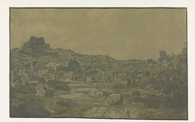 Údolí s řekou a město se čtyřmi věžemi od Hercules Segers